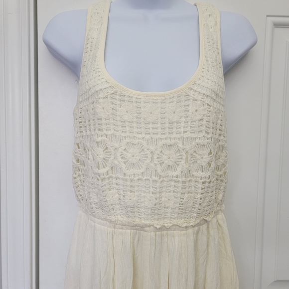 NWT Lovestitch Ivory 1 Piece Jumpsuit Wide Leg Gauzy Crochet Top Pockets Size S - Picture 5 of 16